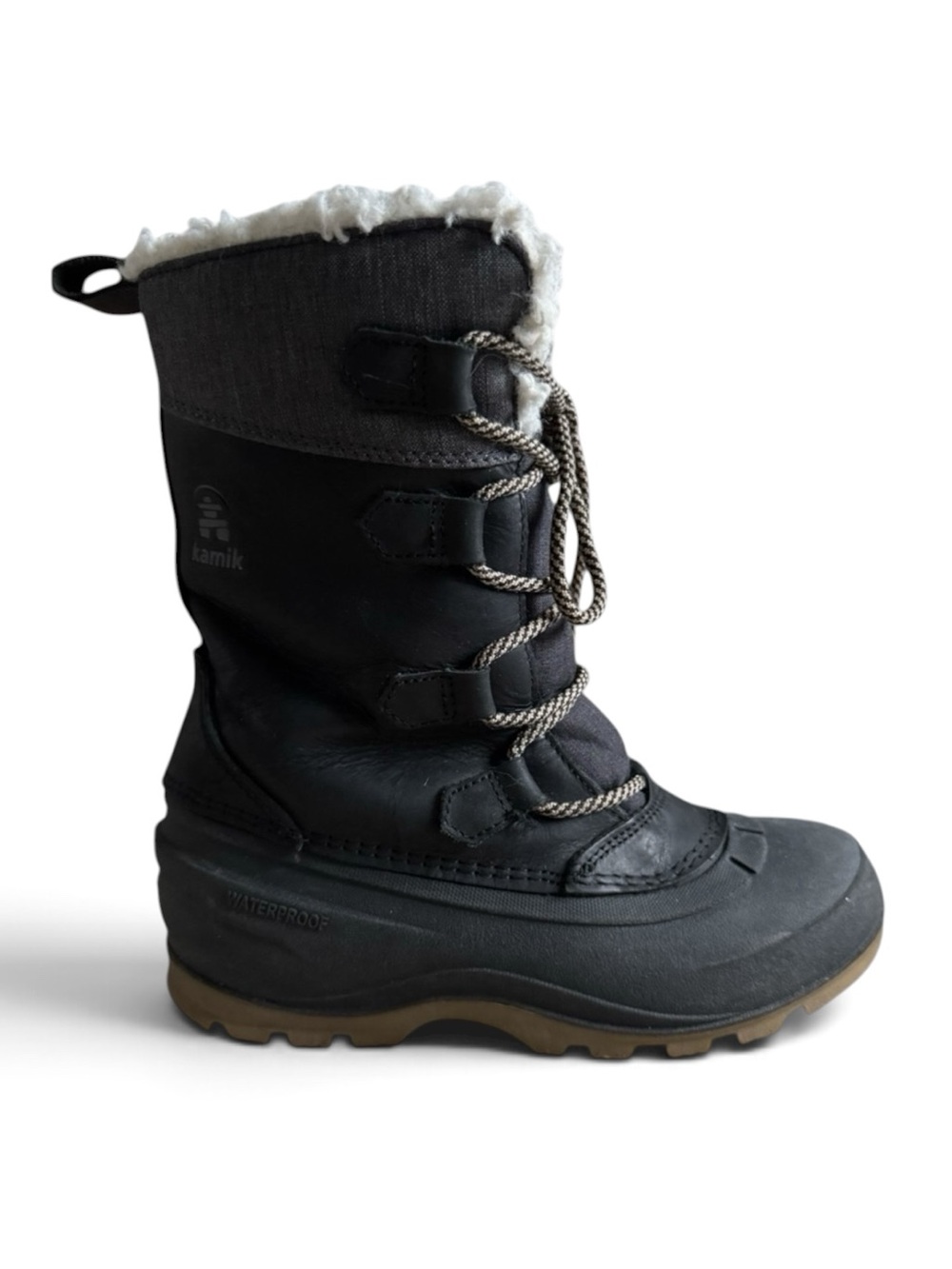 Kamik Snowgem Waterproof Insulated Winter Snow Boots Sherpa Outdoor Black Size 6